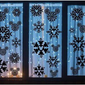 Christmas Window Decals, Snowflake and Peppermint Mouse Design, Winter Holiday